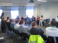 A photo of the whole Dublin IRN group sitting in a circle IRN workshop 3 Dublin 002 80